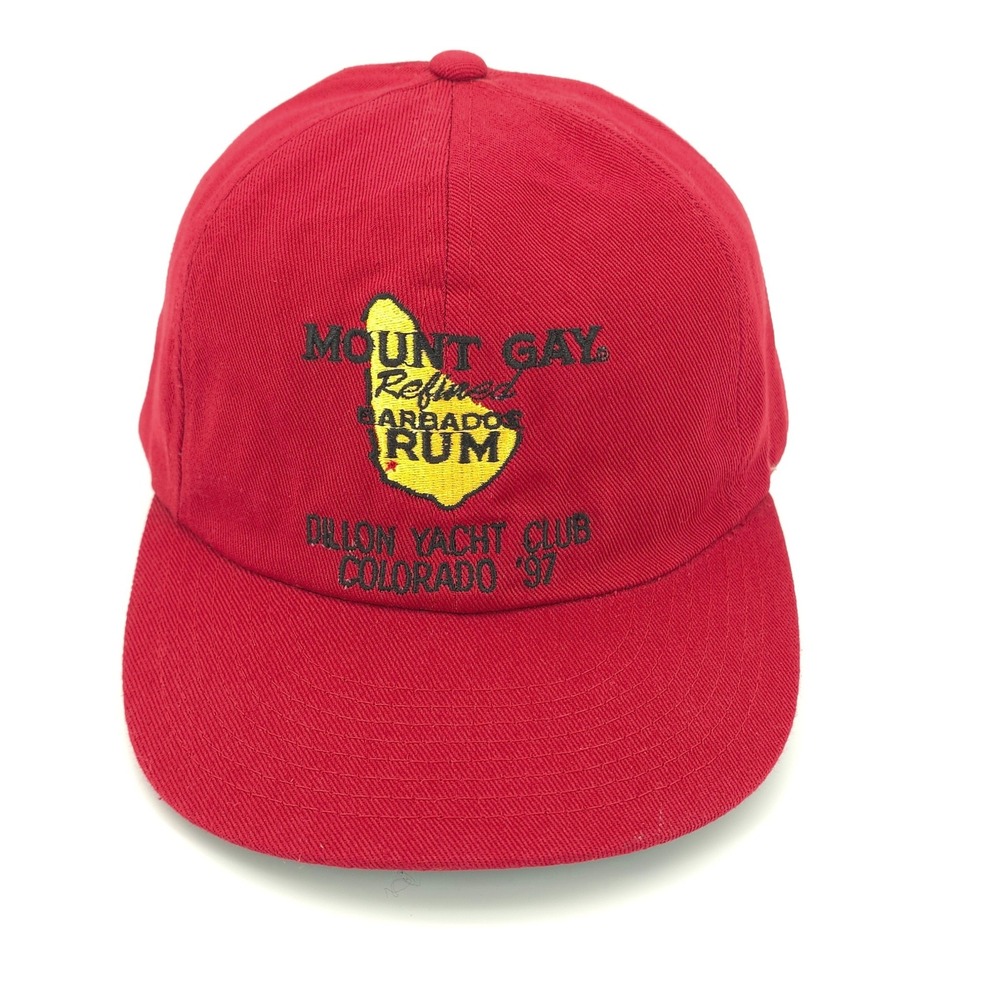 VINTAGE Mount Gay Rum Hat Cap Mens Snapback Red Dillon Yacht Club 97 Barbados